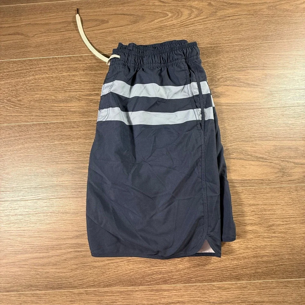Fair Harbor Mens Navy Striped Board Shorts Swim Trunks Size XL Built in Liner